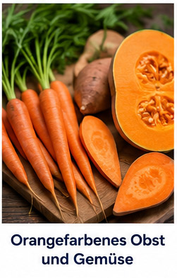 Orangefarbenes Obst und Gemüse